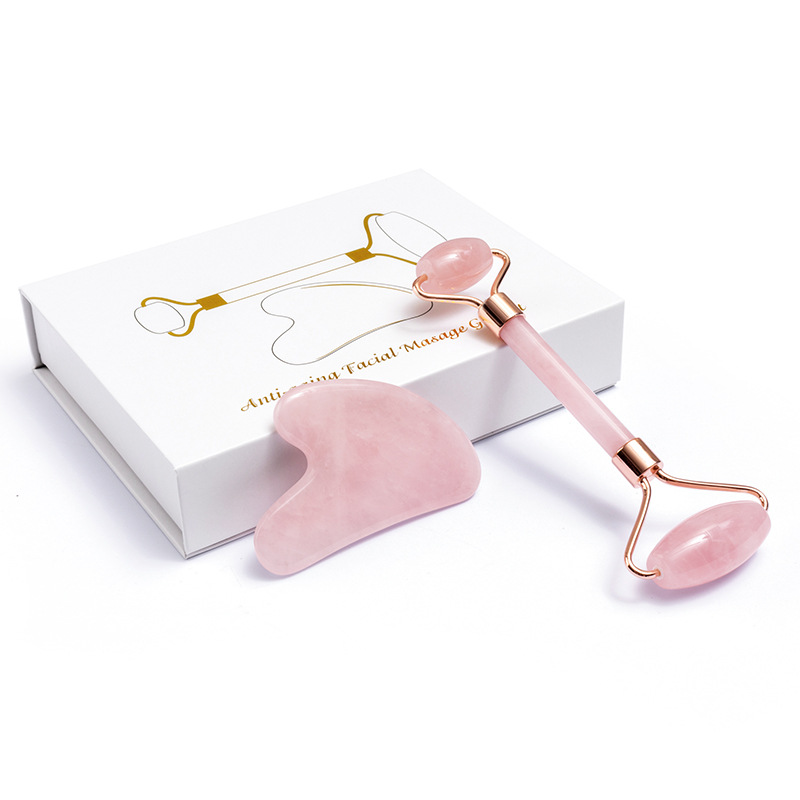 Jade Roller Stone - ธรรมชาติ Rose Quartz Jade Roller Gua
