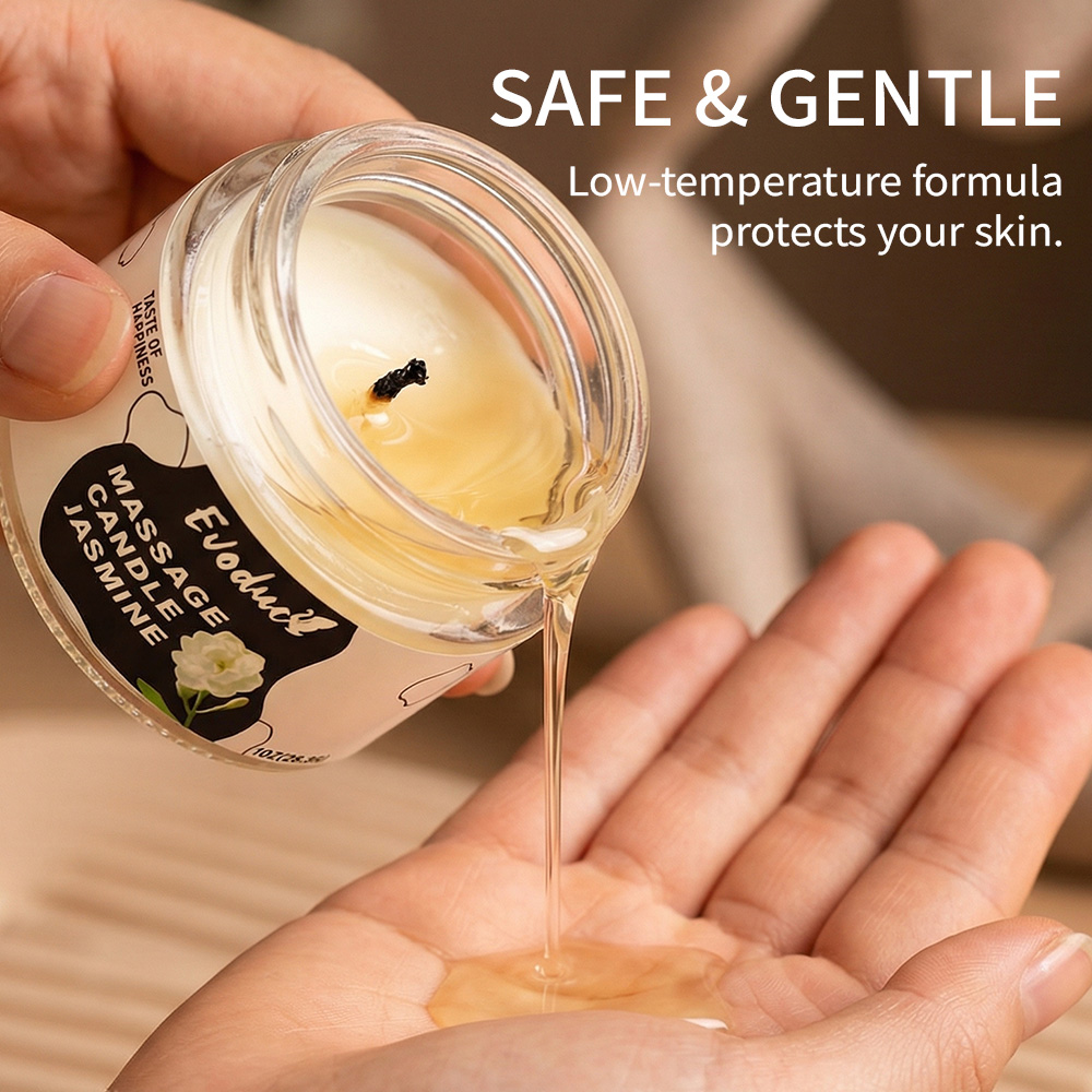 Massage Candle Melting - เทียนน้ำมันนวดตัว กลิ่นมะลิ ทำจากขี้ผึ้งถั่วเหลือง ละลายที่อุณหภูมิต่ำ ใช้สำหรับดูแลผิว บำรุงผิว