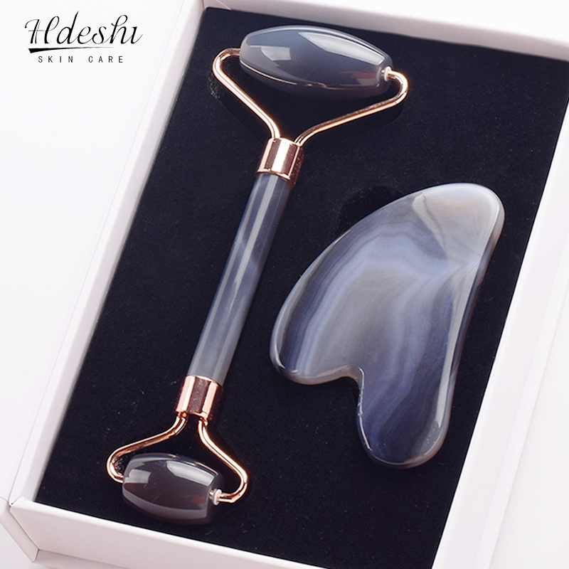 Jade Roller Stone - สีเทา Agate Jade Roller เครื่องนวด Gouache