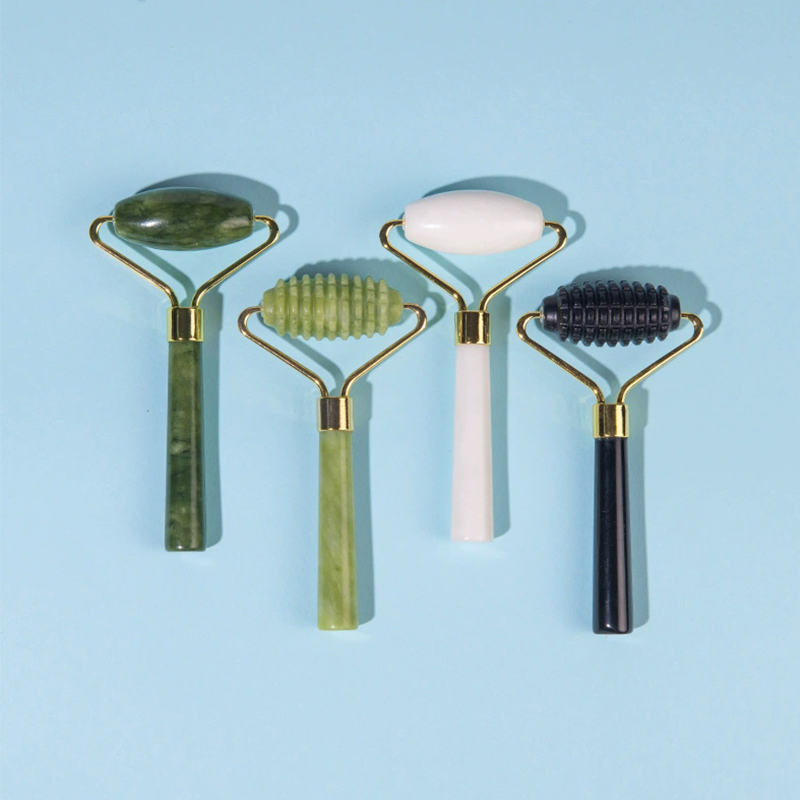 Jade Roller Stone - ลูกกลิ้งหยกซิ่วหยานใหม่ เครื่องนวดหน้าจากหินธรรมชาติ สำหรับยกกระชับ ลดเลือนริ้วรอย เครื่องมือกัวซาสำหรับผิวหน้า สำหรับผู้หญิง